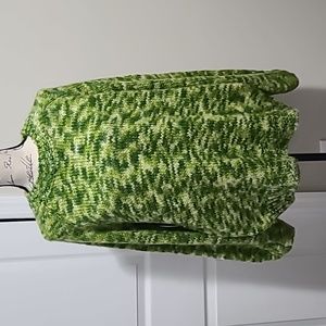 Topshop Knitted Space Dye Oversized Sweater XS 0-2 Mid Green